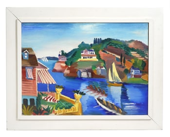 Jan Matulka 'View on the Hudson' Painting