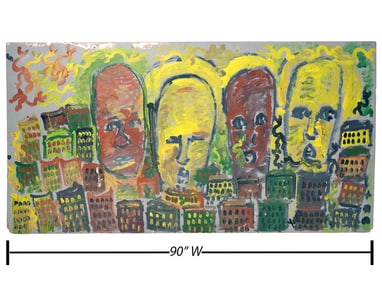 Purvis Young 'Four Angels Over Overtown' Painting