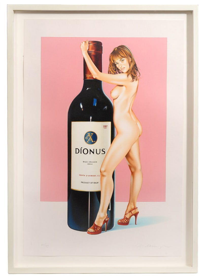 Mel Ramos 'Dionus' Lithograph: Mel Ramos, American (1935-2018). Ramos was an American figurative painter who specialized in female nudes. This is a lithograph titled 'Dionus' that is signed lower right, numbered lower left 40/199 a