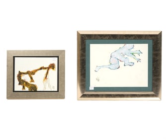 Martin Sumers Two Mixed Media Paintings