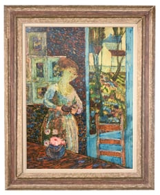 Don Purdy 'Woman With Flowers' Painting