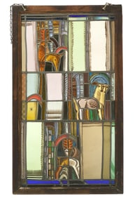 Vintage Stained Glass Panel By Edgar Miller