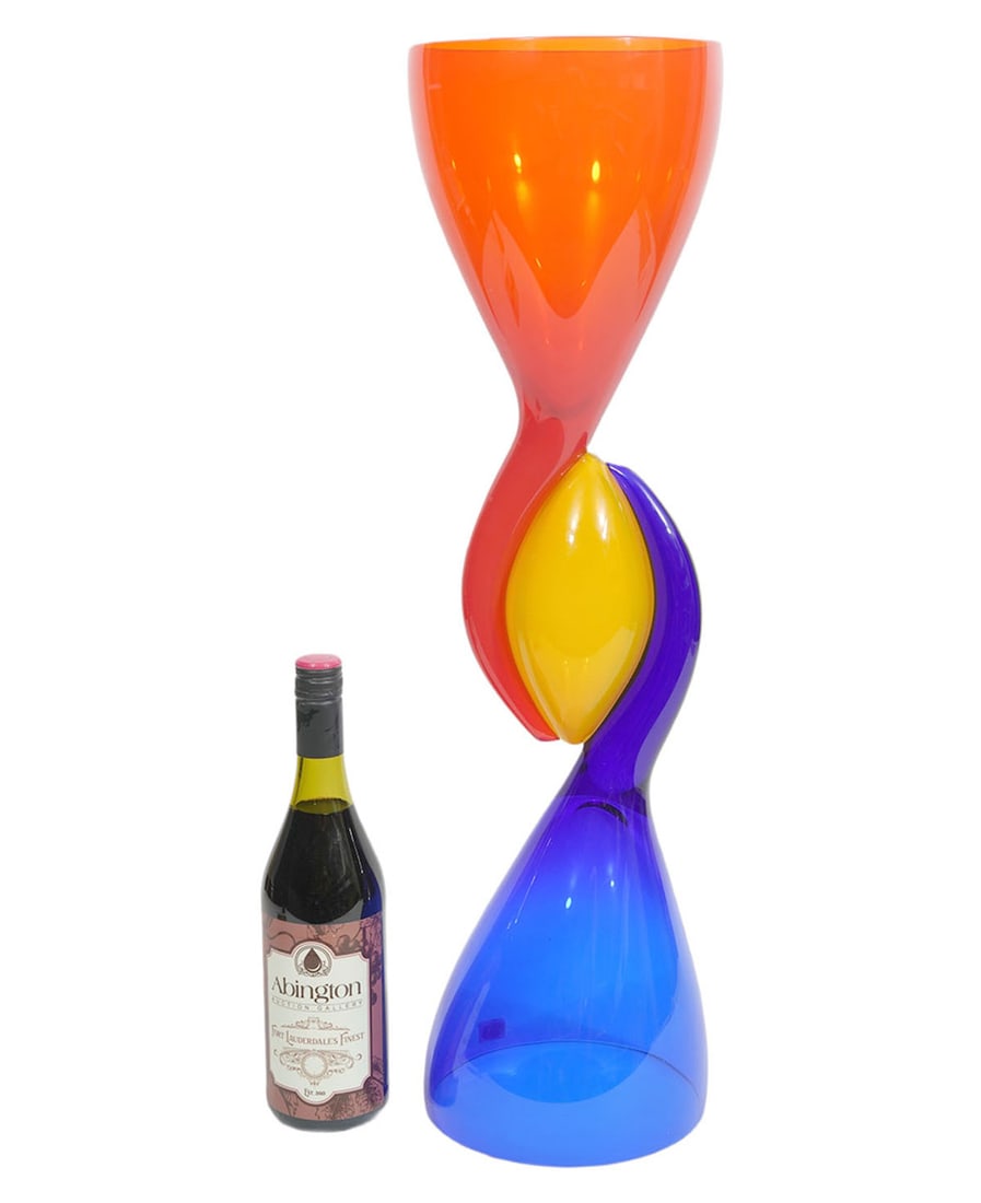 Richard Royal 'Relationship Series' Blown Glass: Richard Royal, American (Born 1952). Hand blown sculptural glass vase from Royal's 'Relationship Series' has his signature incised near bottom rim and is dated 1992. Includes copy of original