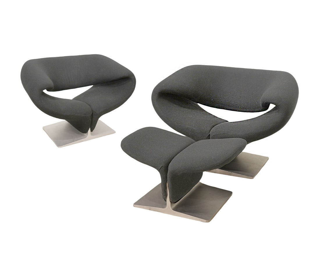 2 Artifort Pierre Paulin Ribbon Chairs & Footstool (1 of 9)