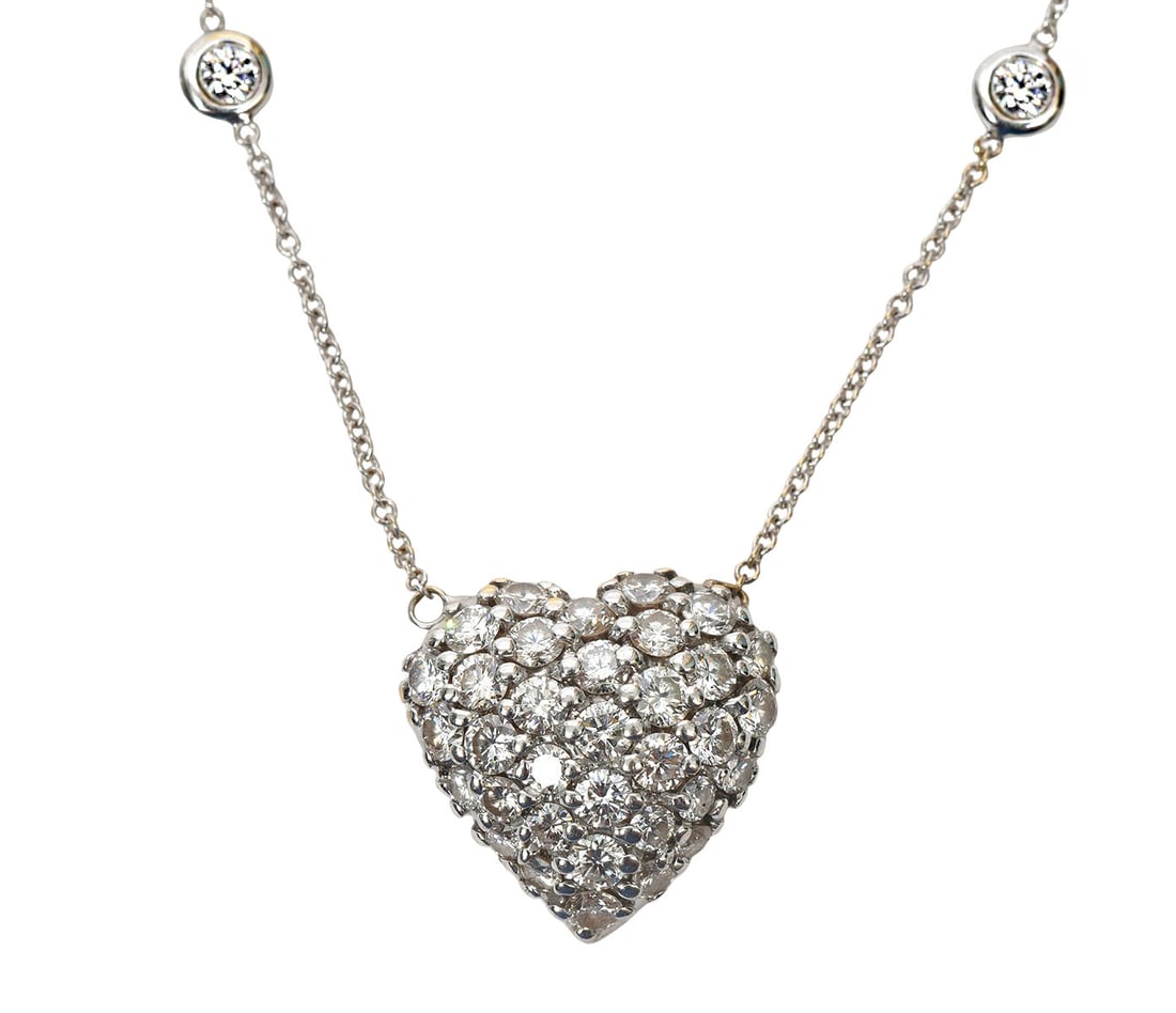 18K & 14K WG Pave Diamond Heart Necklace (1 of 7)