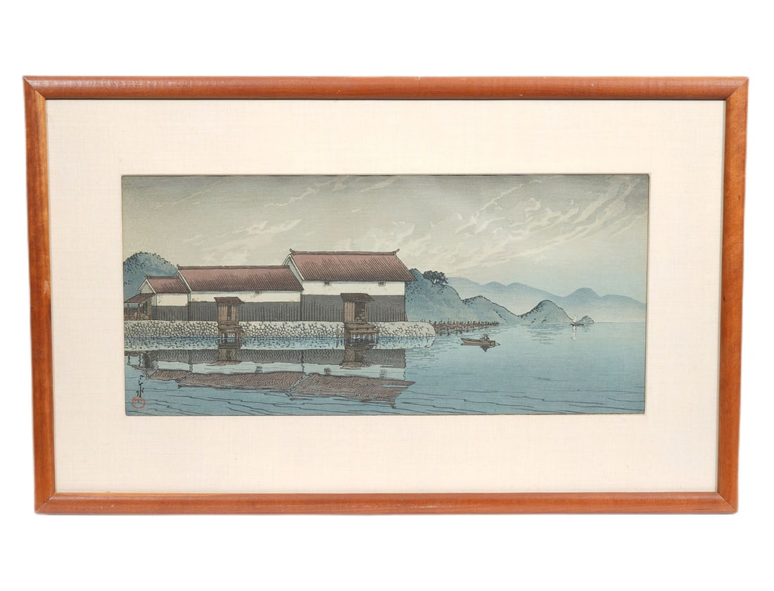 Kawase Hasui 'Izumo Honjo' Signed Woodblock: Kawase Hasui, Japanese (1883-1957). 'Honjo in Izumo Province' (Izumo Honjo). Japanese artist known for being one of the most talented shin manga artists of the early 20th C. Izumo Honjo [Honjo in Izum