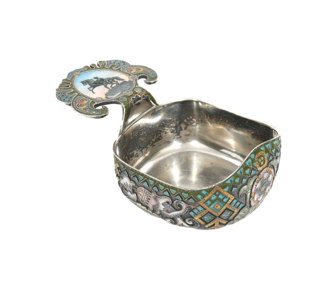 Russian 88 Silver & Enamel Faberge Kovsh (1 of 14)