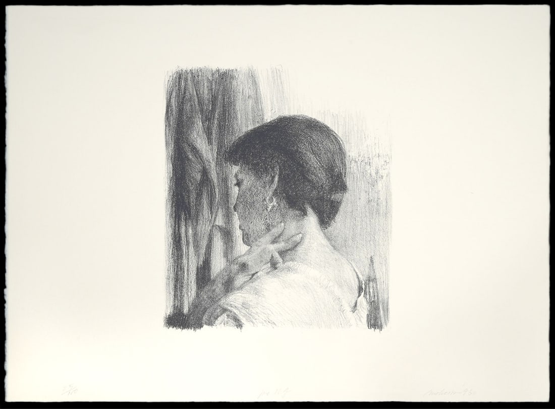 Lennart Anderson 'for NJ' Lithograph 1996: Lennart Anderson, American (1928–2015). 'for NJ' 1996. Lithograph on Arches Cover Buff. This work is part of the 'American Academy of Arts and Letters Centennial Portfolio'. Print is unframed and