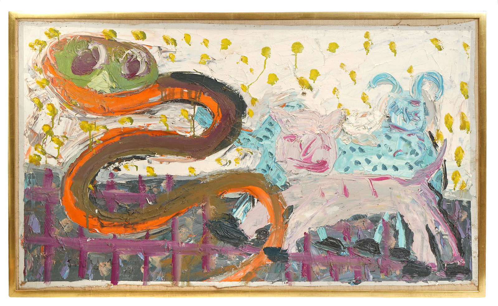 Jay Milder Impasto Painting: Jay Milder, American (Born 1934). Milder became a noted abstract painter in the New York Art scene in 1958. This Impasto oil on canvas is mounted in a gilt wood frame and illegibly signed lower left. 