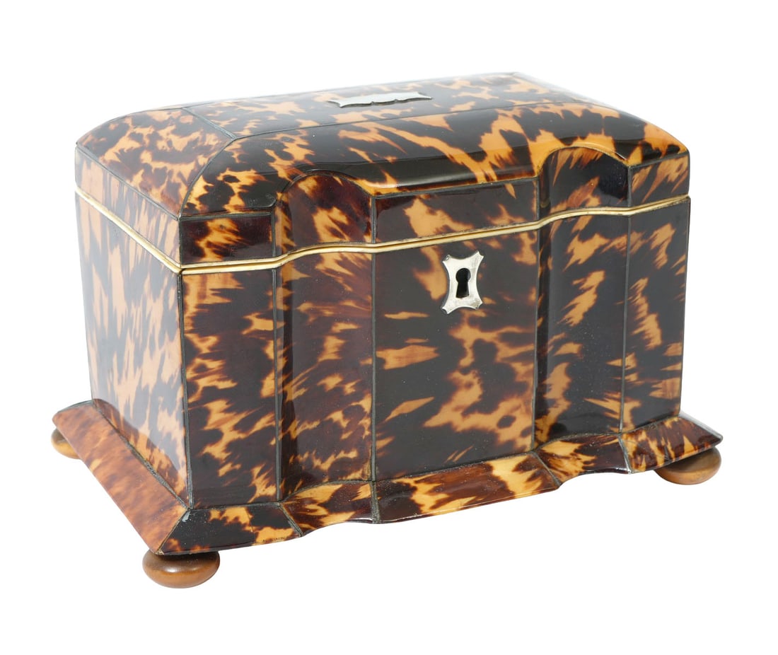 19th C English Tea Caddy with Shaped Front (1 of 10)