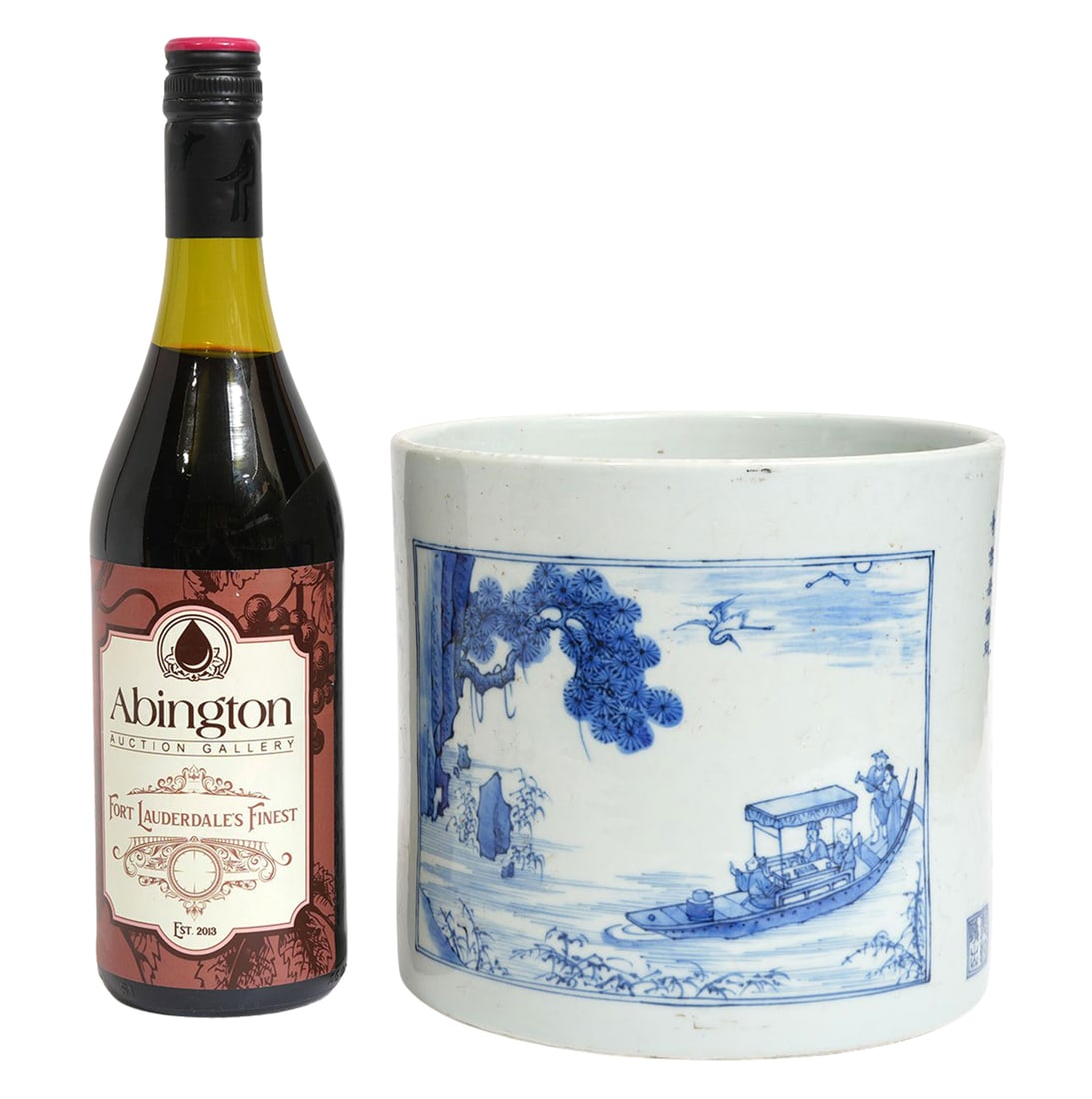 Chinese Blue & White Cylindrical Porcelain Pot (1 of 9)