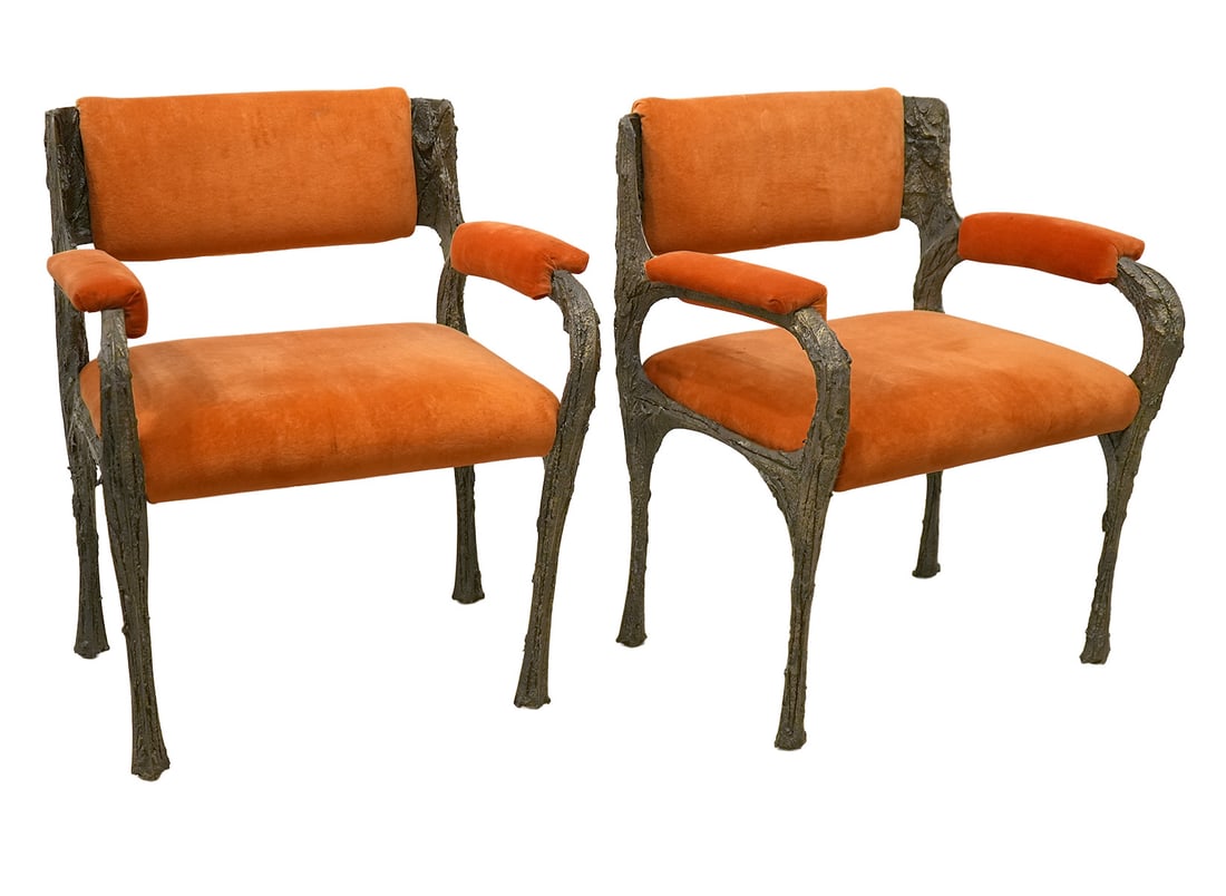 Paul Evans (1931-1987) Sculpted Bronze Chairs, Set of Six - 2