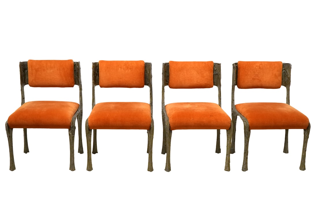Paul Evans (1931-1987) Sculpted Bronze Chairs, Set of Six - 3