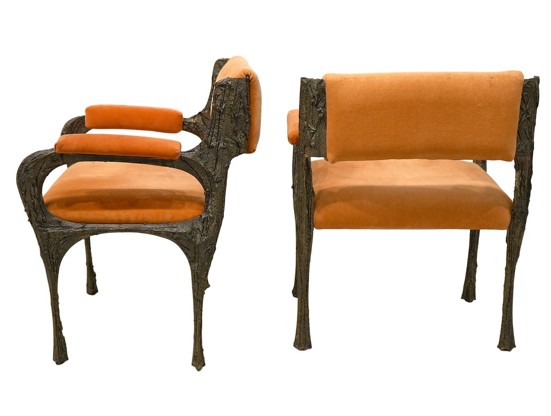 Paul Evans (1931-1987) Sculpted Bronze Chairs, Set of Six - 6