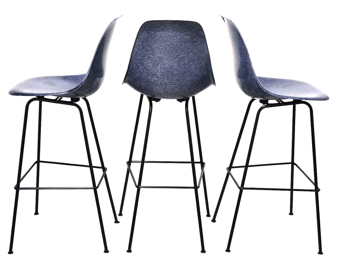 3 Charles & Ray Eames Fiberglass Barstools - 4