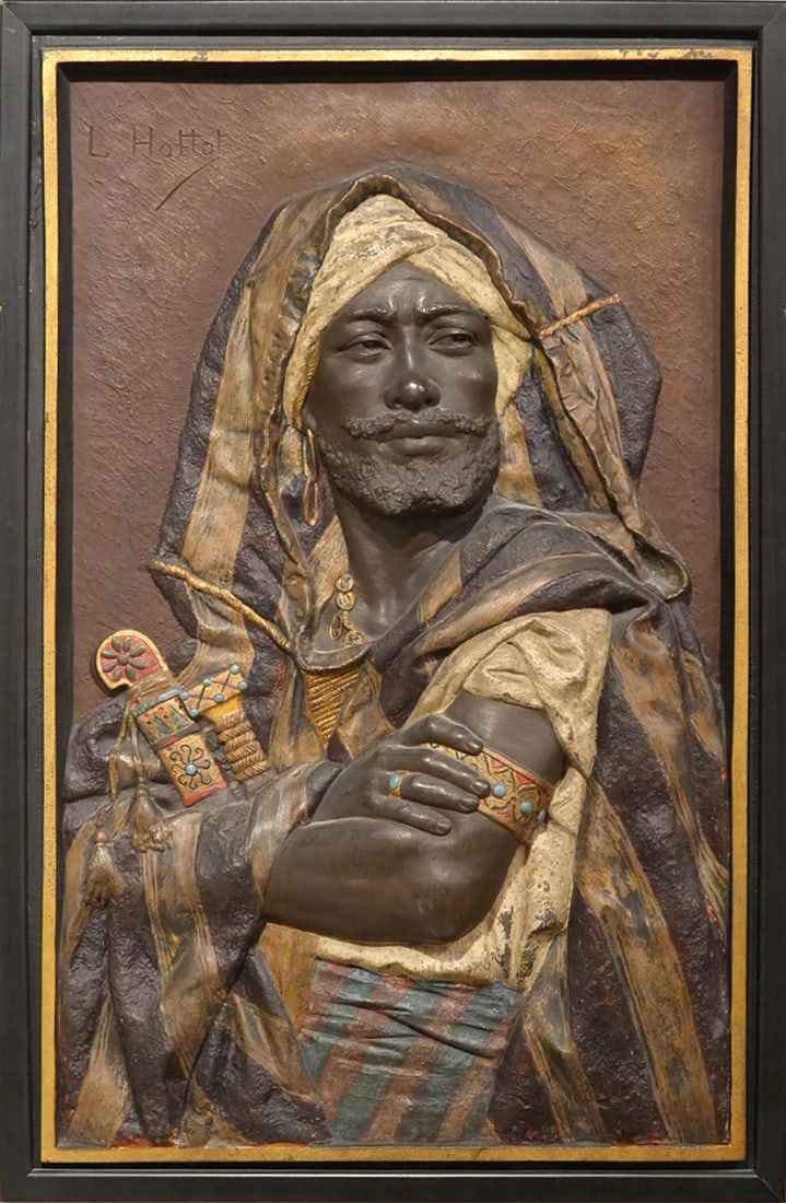 Louis Hottot Orientalist Polychrome Bronze Plaques - 2
