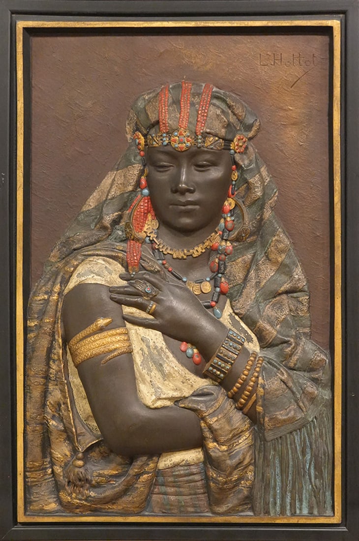 Louis Hottot Orientalist Polychrome Bronze Plaques - 3