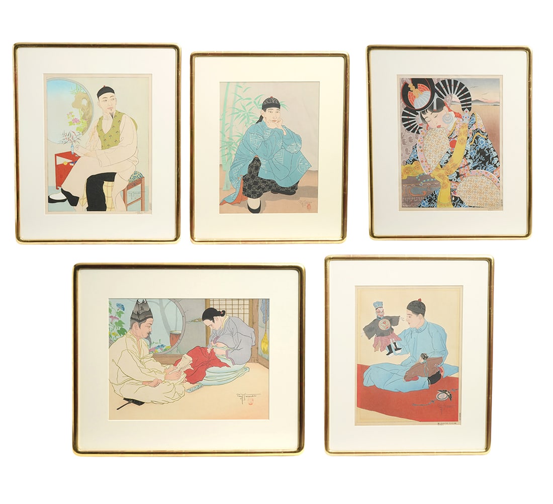 5 Paul Jacoulet Woodblock Framed & Signed Prints (1 of 15)