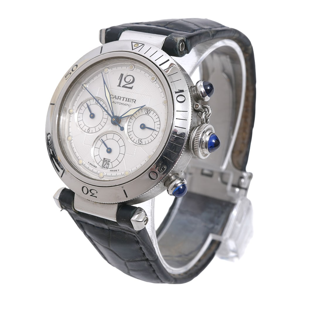 Cartier Pasha Chronograph Steel Wristwatch (1 of 8)