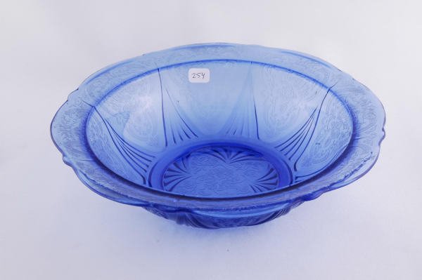 Depression Glass Blue Royal Lace 10" Berry Bowl