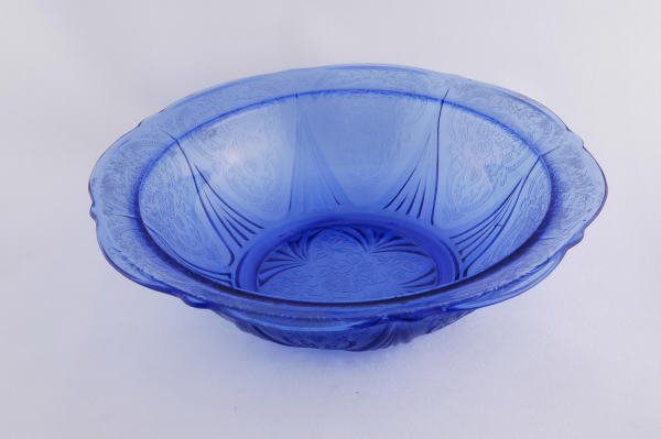 Depression Glass Blue Royal Lace 10" Berry Bowl - 2