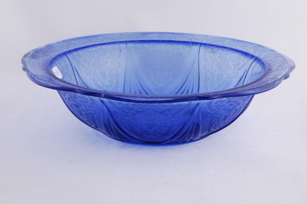 Depression Glass Blue Royal Lace 10" Berry Bowl - 3
