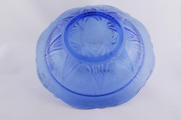 Depression Glass Blue Royal Lace 10" Berry Bowl - 4