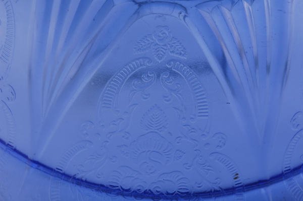 Depression Glass Blue Royal Lace 10" Berry Bowl - 5