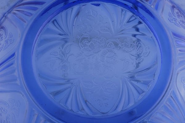 Depression Glass Blue Royal Lace 10" Berry Bowl - 6