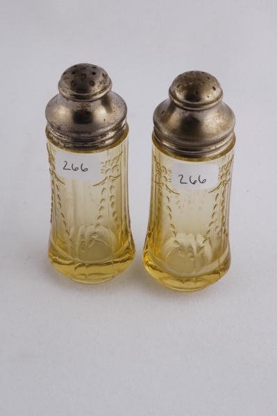 Depression Glass Amber Madrid Salt Pepper Shakers - 2