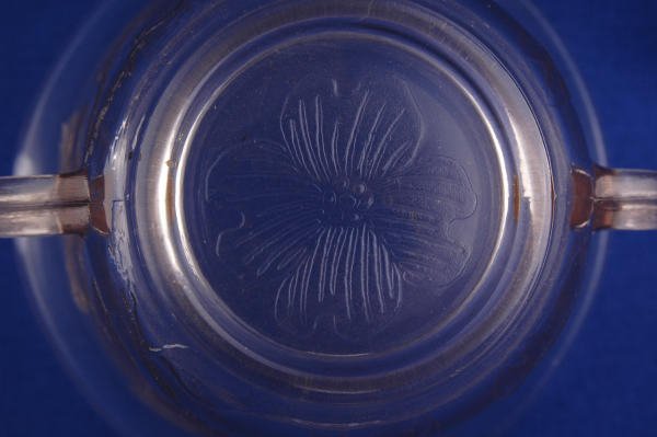 Depression Glass Pink Dogwood Cream Sugar Sherbet - 4
