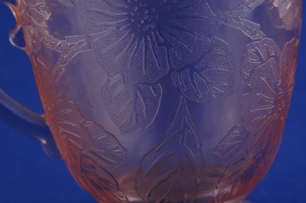 Depression Glass Pink Dogwood Cream Sugar Sherbet - 5