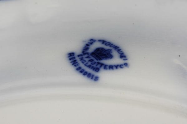 Stanley Pottery Touraine Flow Blue Oval Bowl - 4