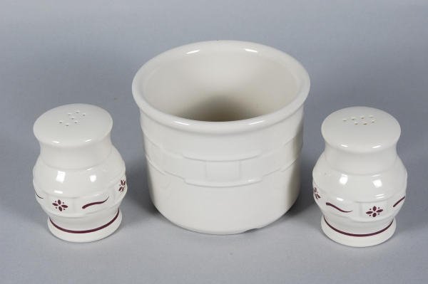 Longaberger Pottery Red Salt Crock Salt & Pepper