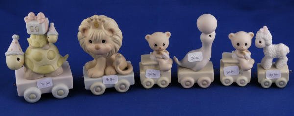 6 Precious Moments Birthday Train Animal Figs.