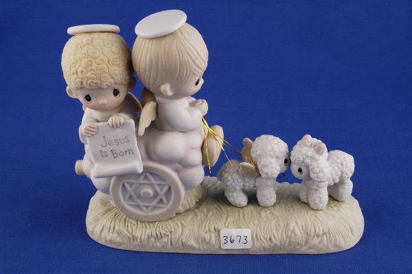 Precious Moments 2 Angels in Chariot Pulled By