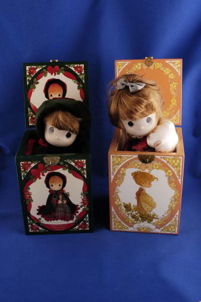 5 Precious Moments Jack-In-The-Boxes: Name: Seasonal & Christmas Jack-In-The-Boxes Number: Various Mark: Various