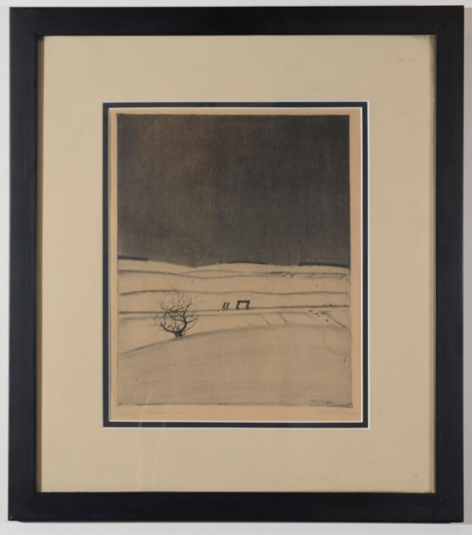 Arthur Paunzen (Austrian, 1890-1940). Coffin Carriers.: Etching, Sight Size approx 12 1/4 x 10. Signed in pencil in margin and signed in plate, indistinctly titled in margin. Foxing and some staining otherwise good condition.