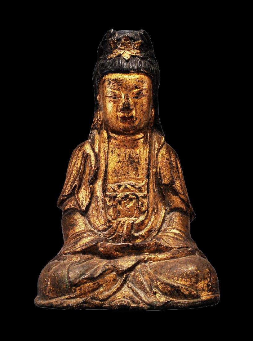 A GILT-LACQUERED BRONZE FIGURE OF GUANYIN, MING DYNASTY (1 of 4)