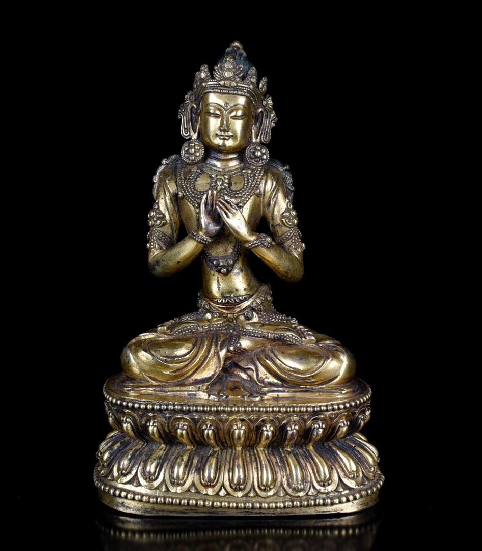 A GILT-BRONZE FIGURE OF SEATED MAITRYA , Ming Dynasty (1 of 6)