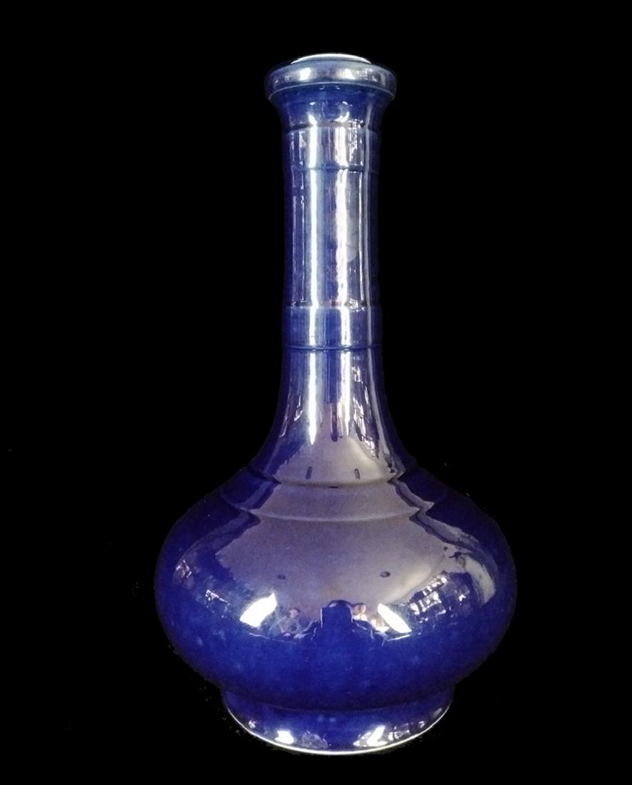 A BLUE-GLAZED BOTTLE VASE , Qing Dynasty (1 of 7)