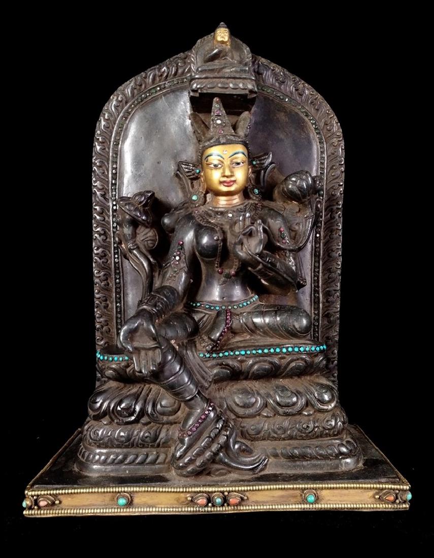 A CARVED STONE TARA , Ming Dynasty (1 of 7)