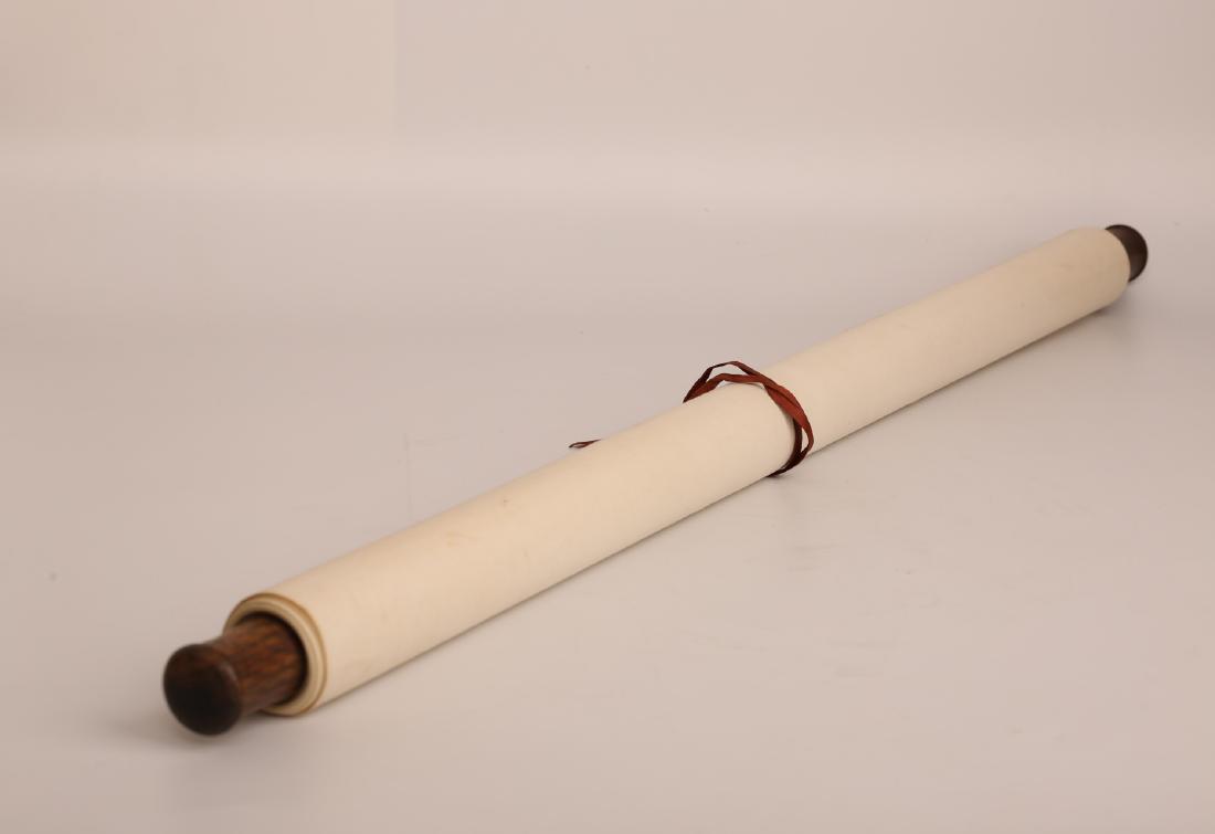 HUA YAN HANGING SCROLL.(??华喦 1682-1756): Signed Hua Yan with two seals and a painting of a women holding a musical instrument sitting on top of a white horse with three attendant next to her. 124 cm long, 60 cm wide