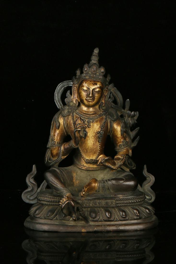 A GILT-BRONZE FIGURE OF SAMANTABHADRA.MARK OF QIANLONG (1 of 6)
