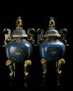 A PAIR OF GILT-BRONZE CLOISNNE ENAMEL CENSER AND