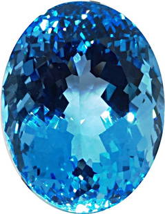 Blue Topaz Oval - Sky blue- 1 Pc - 87.23 cts: Natural Rutile Blue Topaz Oval - Sky blue- 1 Pc - 87.23 cts,Approx measurements 30 x 23 x 17 mm, Beautiful Sky Blue Color, indication of thermal treatment, Origin from Africa, beautiful color and good