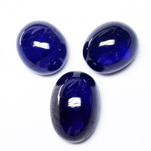 Natural Cabochon Blue Sapphire - 37.25 ct.: Natural Cabochon Blue Sapphire - 3 Pieces - 37.25 ct., Color - Dark Blue , Dimension - Mixed , Shape - Oval , Origin - Africa, Good Quality With Luster.