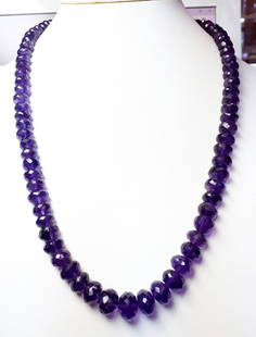 Natural Purple Amethyst Beads Necklace - 308 ct.: Natural Purple Amethyst Beads Necklace - 308 ct. , 1 Lines , Standard Size Necklace , Facet Cut Beads , Good Quality with Luster.