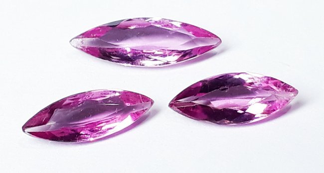 Natural Rubelite Tourmaline - 3 Pieces - 2.81 ct.: Natural Tourmaline - 3 Pieces - 2.81 ct., Color - Pink , Shape - Marquise Cut , Dimension - 8.0 x 5.7 & 7.5 x 4.6 (Average)(mm) , Good Quality With Luster.