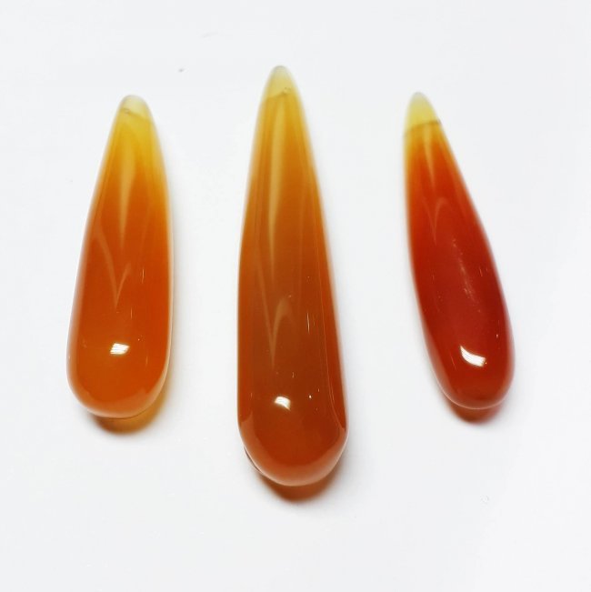 Natural Cabochon Onyx Necklace Beads - 54.42 ct.: Natural Cabochon Onyx Necklace Beads - 54.42 ct. , Color - Brown-Yellow , Shape - Biolette Pear, 3 Identical Pieces, Cabochon Cut Design, Good quality with luster.